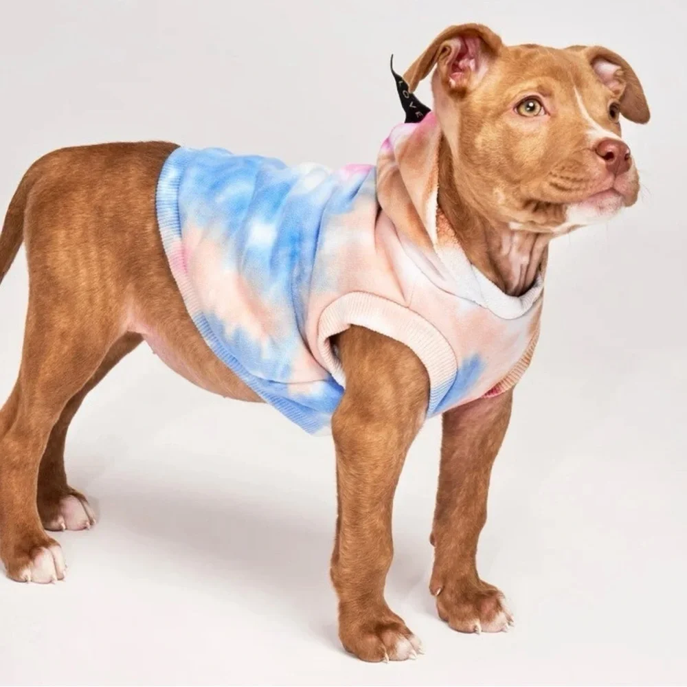 New FOUND MY ANIMAL Multicolor Tie Dye Hoodie Cotton Fleece Size Medium
